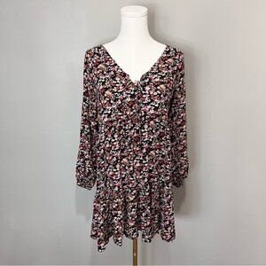 American Eagle Black Floral Babydoll Mini Dress Size S